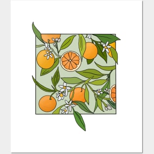 Oranges and Orange Blossom Floral Design Posters and Art